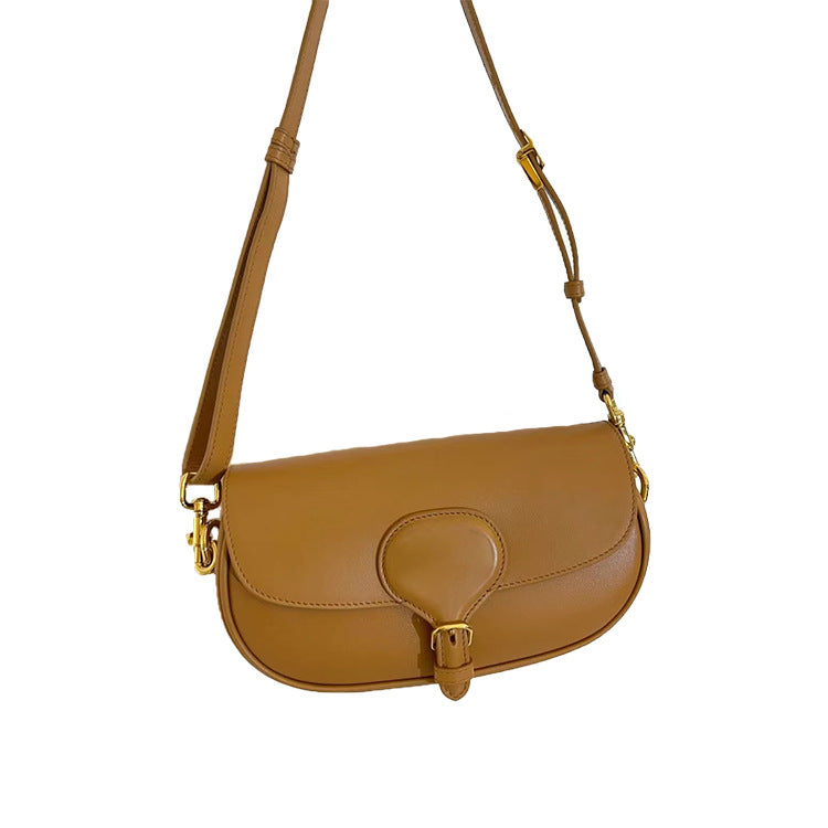 Women's Flip Saddle Simple Portable Crescent Leather Shoulder Bags