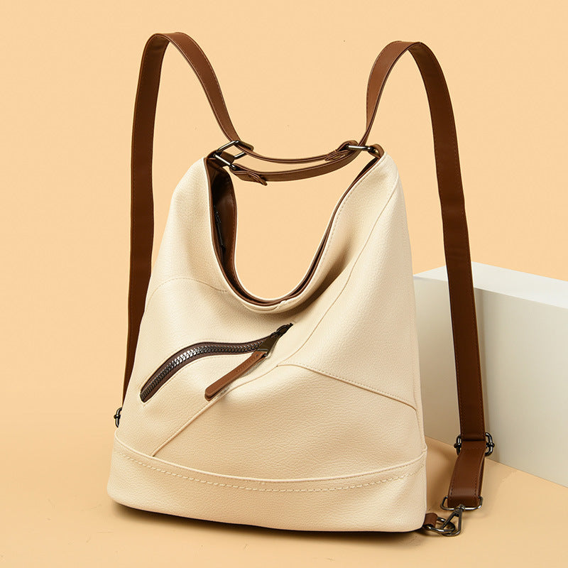 Women's Texture Commuter Winter Soft Leather Fashion Backpacks