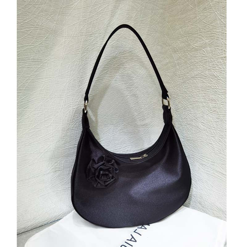 Women's Design Vintage Satin Selenodont Rose Flower Armpit Bags