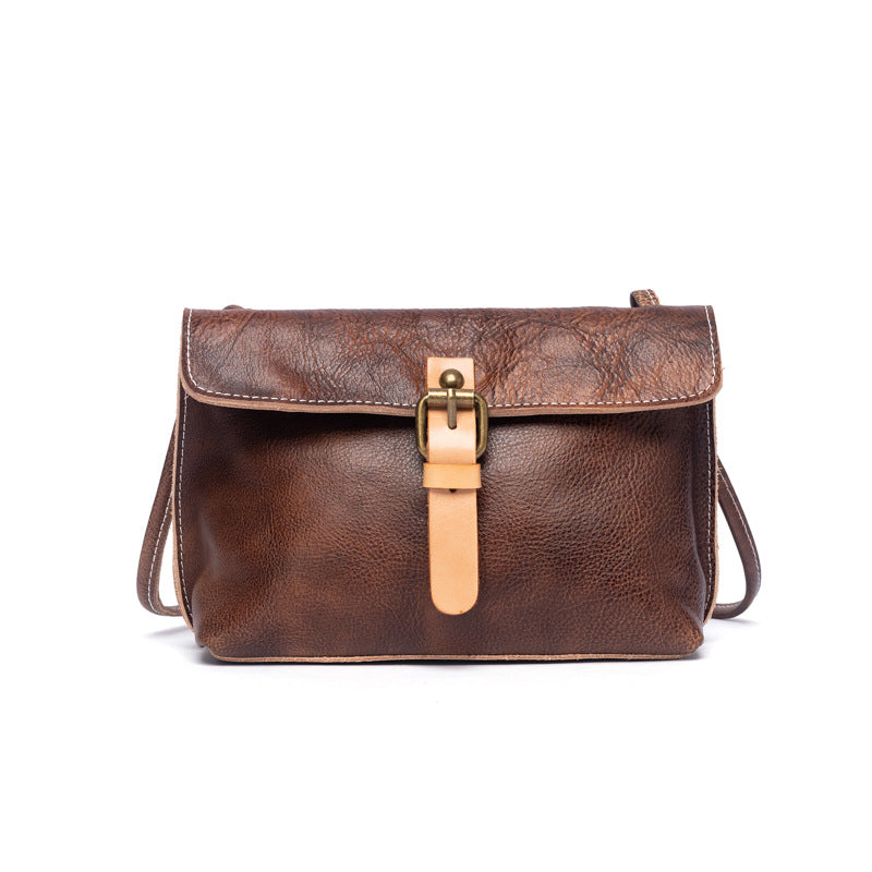 Women's Cow Leather Handmade Vegetable Tanned Retro Crossbody Bags
