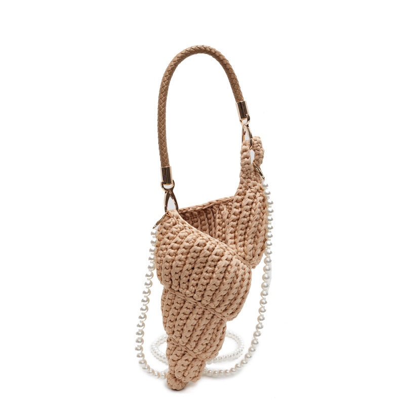 Women's Woven Handmade Seaside Conch Shell Strap Handbags