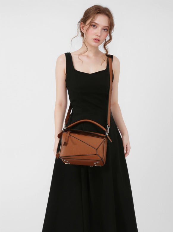 Women's Xi Geometric Stitching Portable Big Pillow Crossbody Bags