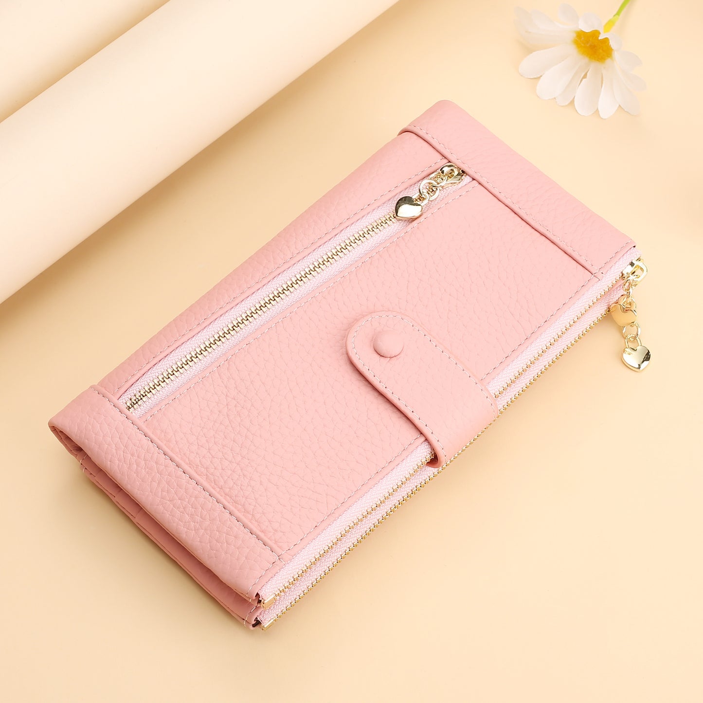 Multifunctional Fashion Top Layer Leather Two-fold Ladies Wallets