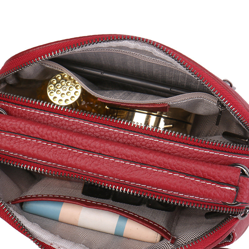 Women's First Layer Cowhide Fashion Simple Textured Shoulder Bags