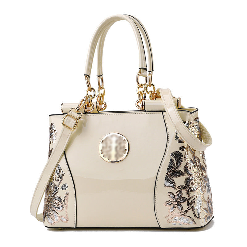 Large Capacity Bright Leather Double Sided Shoulder Bags