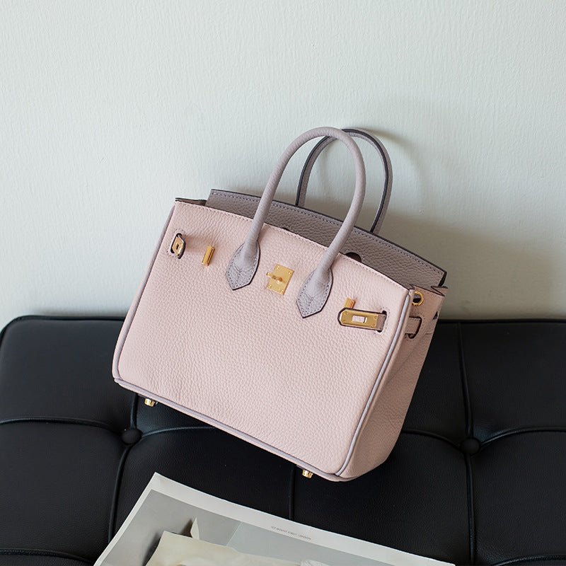 Women's Layer Cowhide Genuine Leather Portable Kelly Shoulder Bags