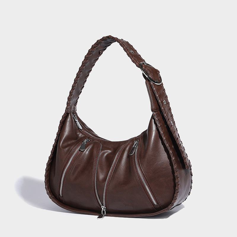 Women's Woven Portable Retro Underarm High-grade Pleated Handbags