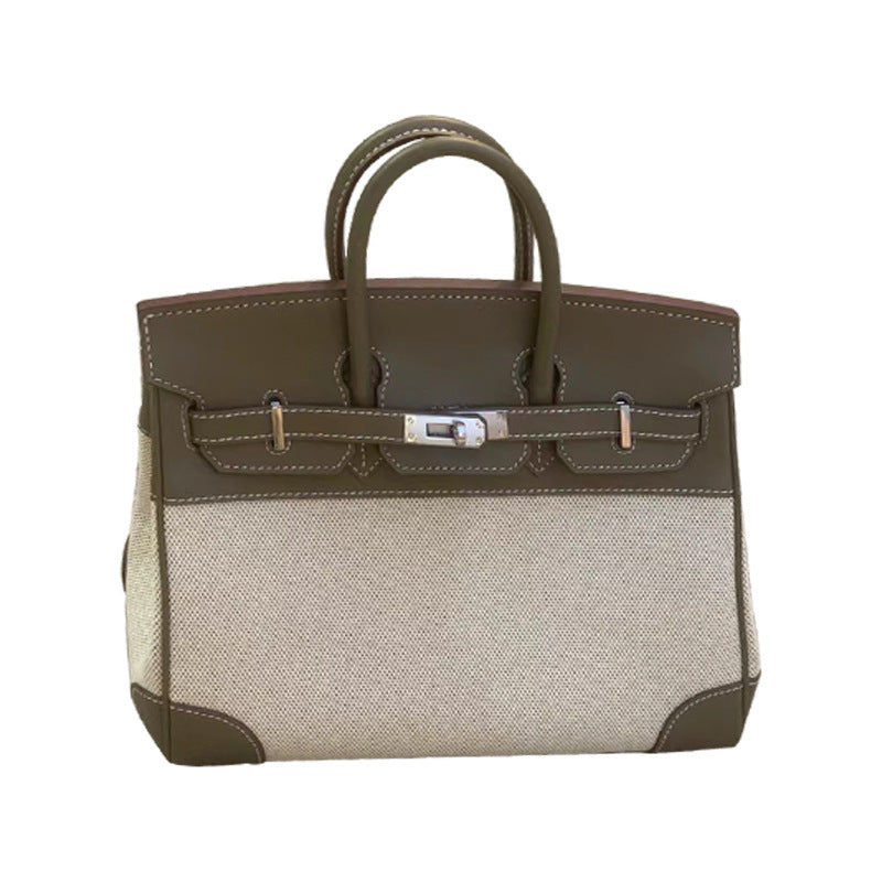 Women's Contrast Color Large Capacity Genuine Leather Shoulder Bags
