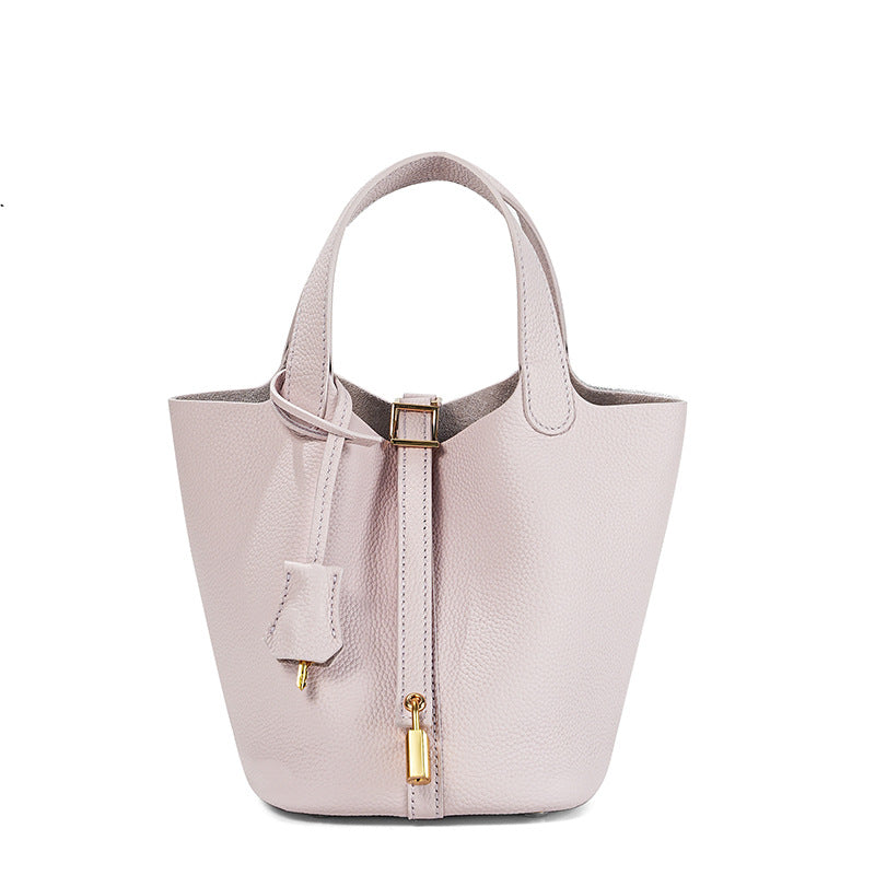 Women's Quality First Layer Cowhide Niche Basket Leather Large Bags