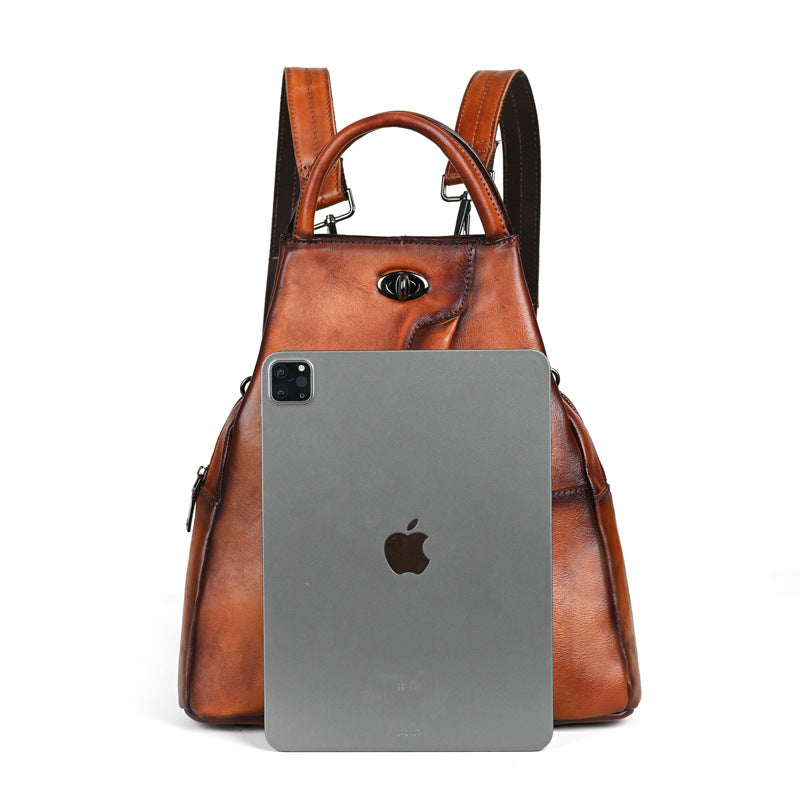 First Layer Cowhide Retro Style Brushed Large Backpacks