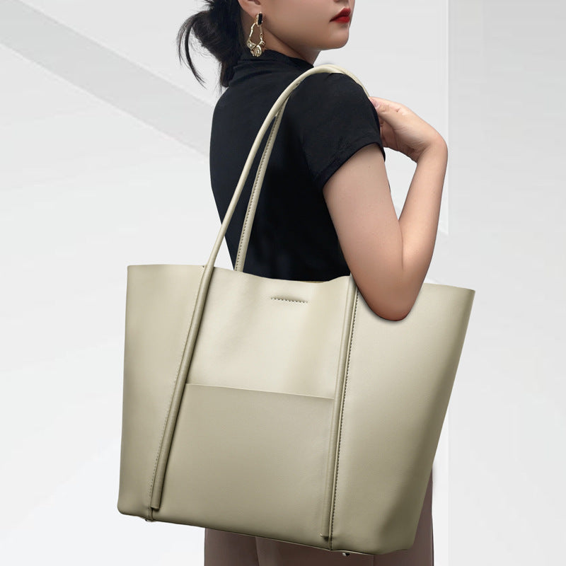 Women's Cowhide Big Large Capacity Versatile Simple Shoulder Bags