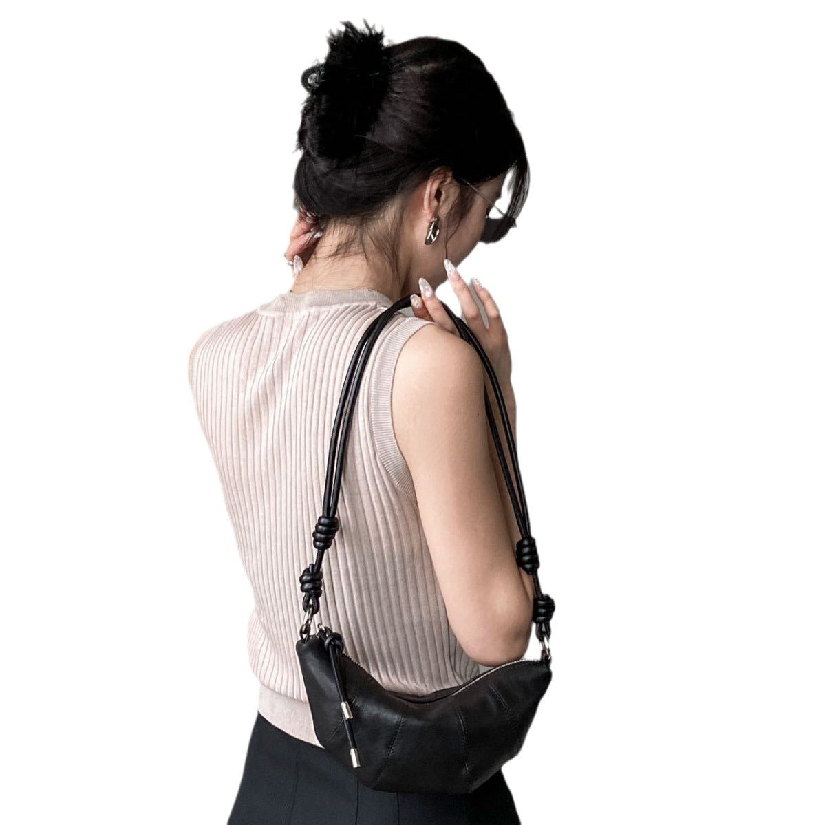 Women's Niche Croissant Fashion Genuine Leather Underarm Bags