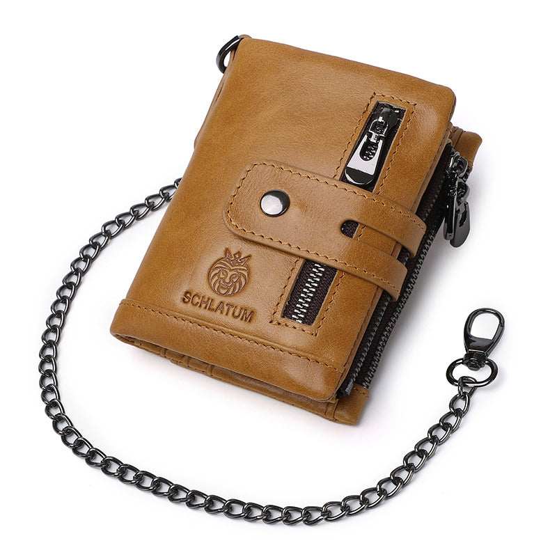 Men's Layer Cowhide Swiping Leather Multiple Slots Men's Wallets