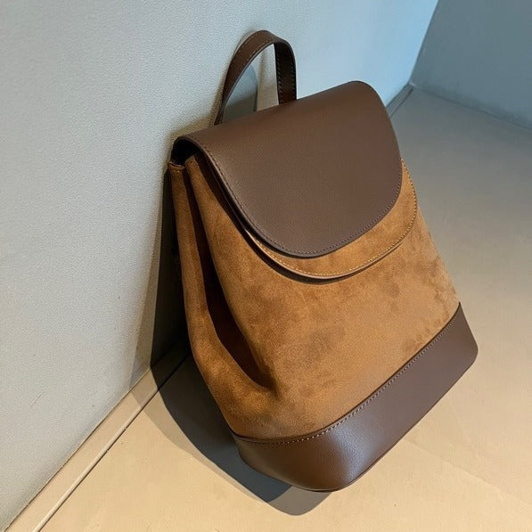 Design Leather Female Contrast Color Versatile Backpacks