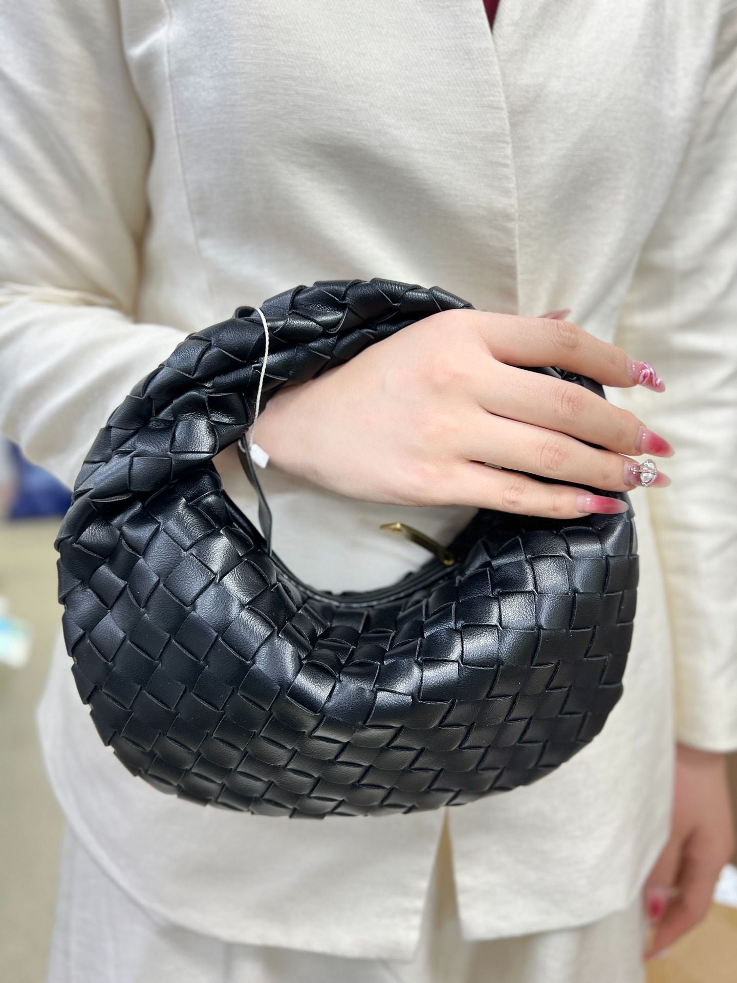 Woven Female Cloud Croissant Hand Holding Handbags