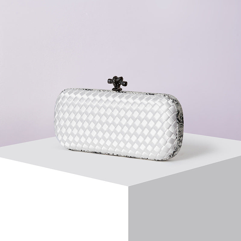 Women's Silk Hand-woven Simplicity Dinner Chain Pouch Evening Bags