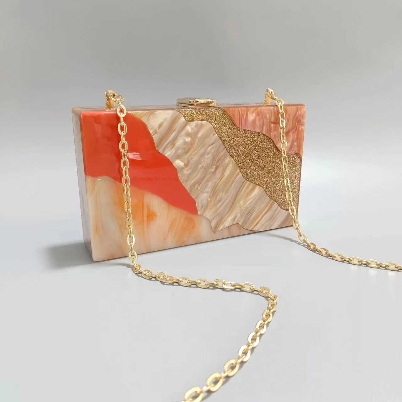 Women's Stitching Acrylic Wedding Banquet Clutch Chain Bags