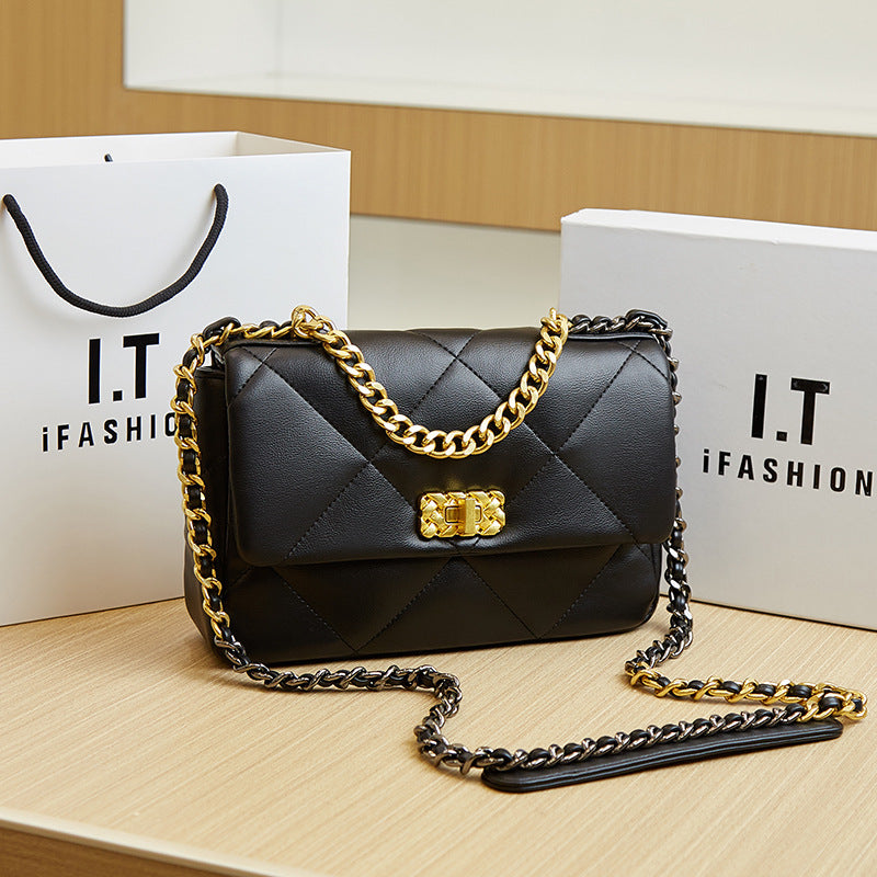 Women's Cloud Genuine Leather Diamond Chain Mouth Cover Crossbody Bags