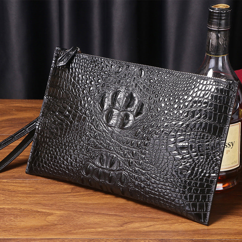 Men's Silicone Leather Crocodile Pattern Large Business Thin Body Men's Handbags