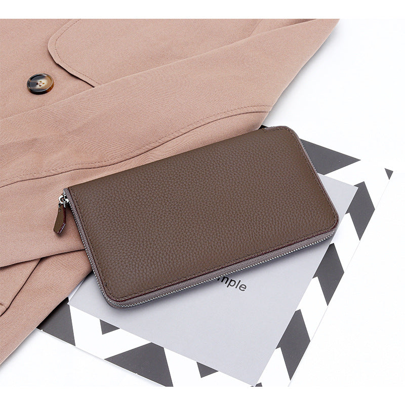 Long Genuine Leather Zipper Large Capacity Ladies Wallets