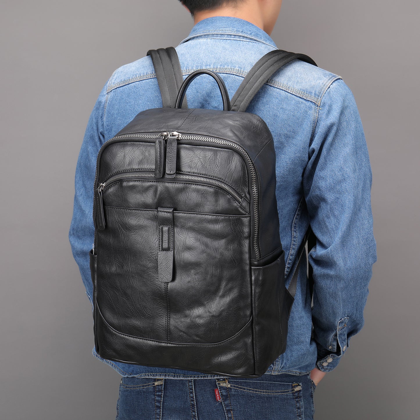 Men's Leather Crocodile Pattern For Business Away Backpacks