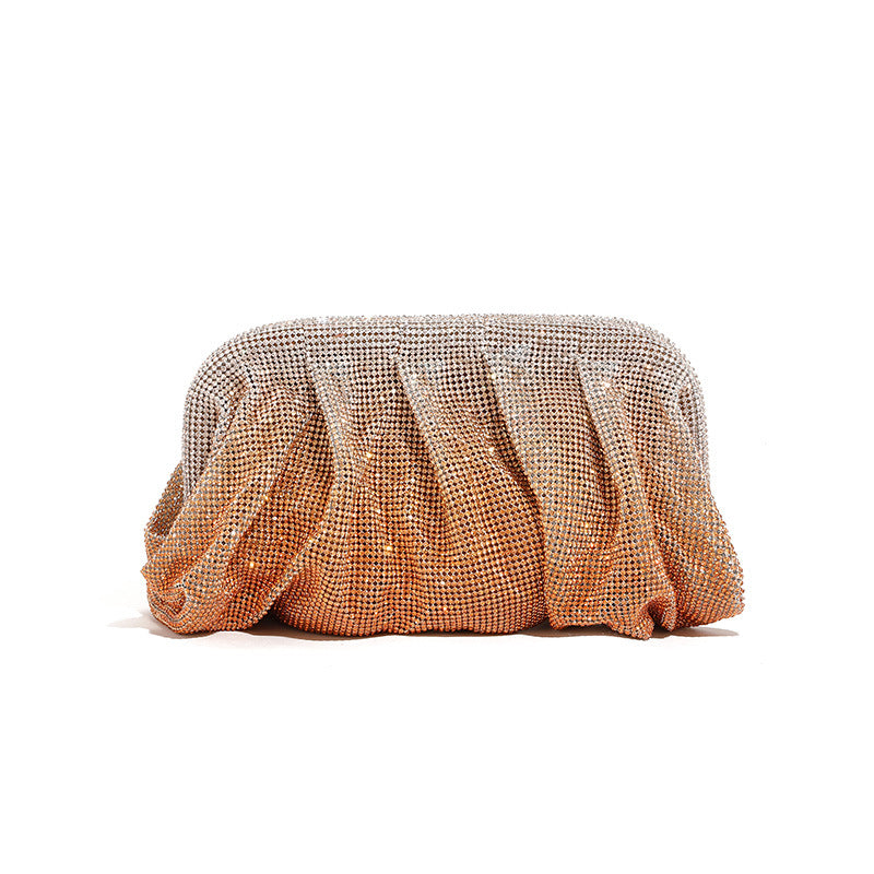Hand Clutch Pleated Chain Rhinestone Cloud Clip Bags