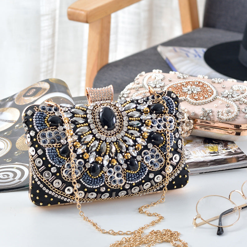 Women's Pearl Embroidery Hand-held Banquet Rhinestone Beaded Vintage Dinner Evening Bags