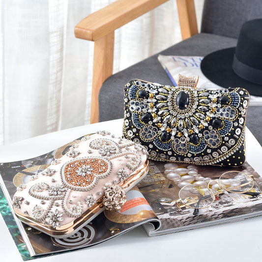 Women's Pearl Embroidery Hand-held Banquet Rhinestone Beaded Vintage Dinner Evening Bags