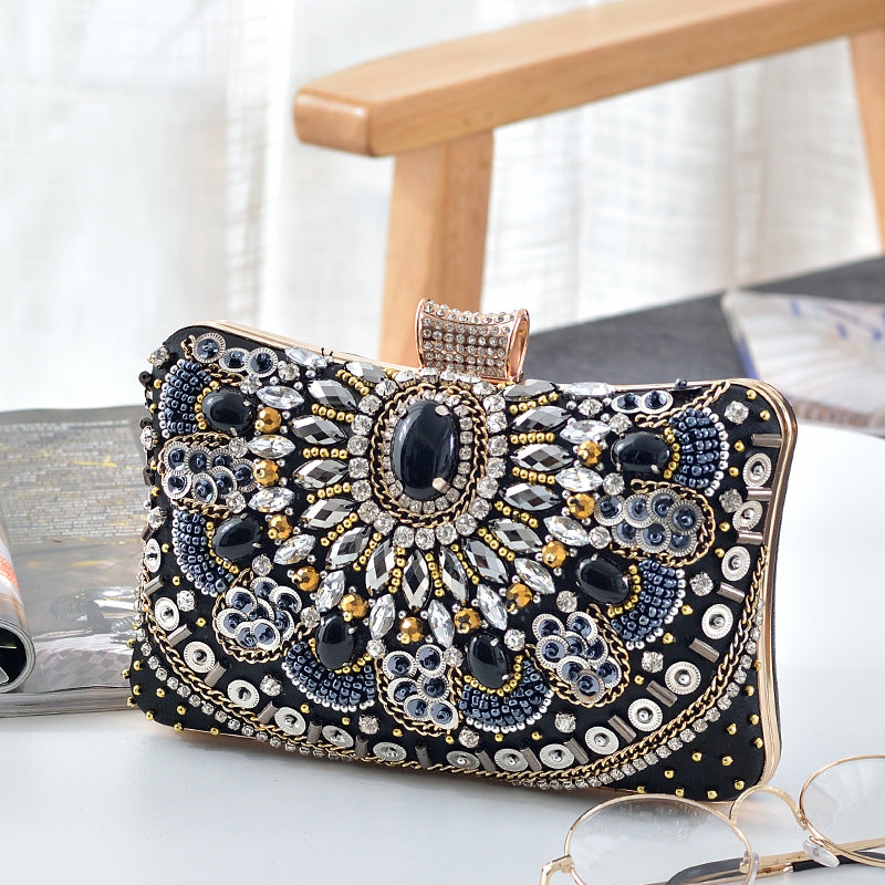 Women's Pearl Embroidery Hand-held Banquet Rhinestone Beaded Vintage Dinner Evening Bags