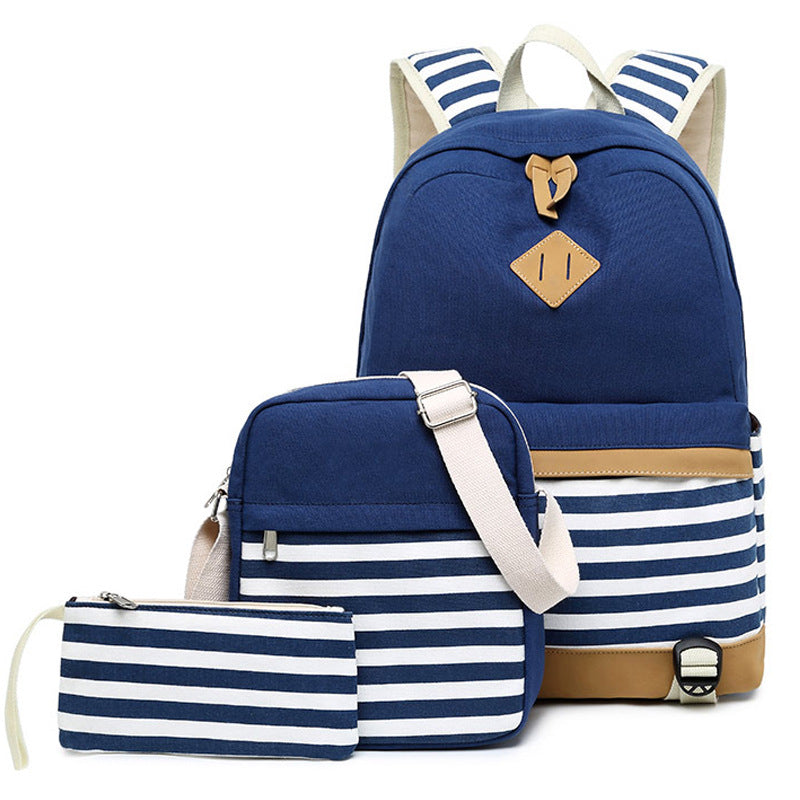 Three-piece Set Mother Female Striped One Backpacks