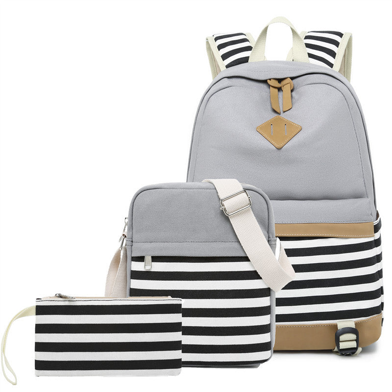 Three-piece Set Mother Female Striped One Backpacks