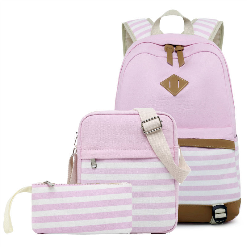 Three-piece Set Mother Female Striped One Backpacks