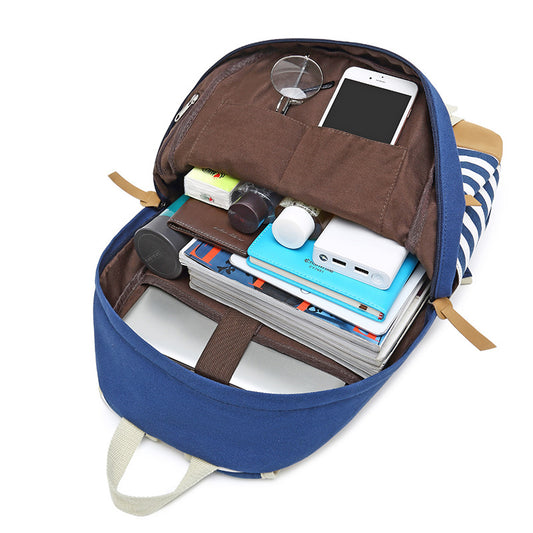 Three-piece Set Mother Female Striped One Backpacks
