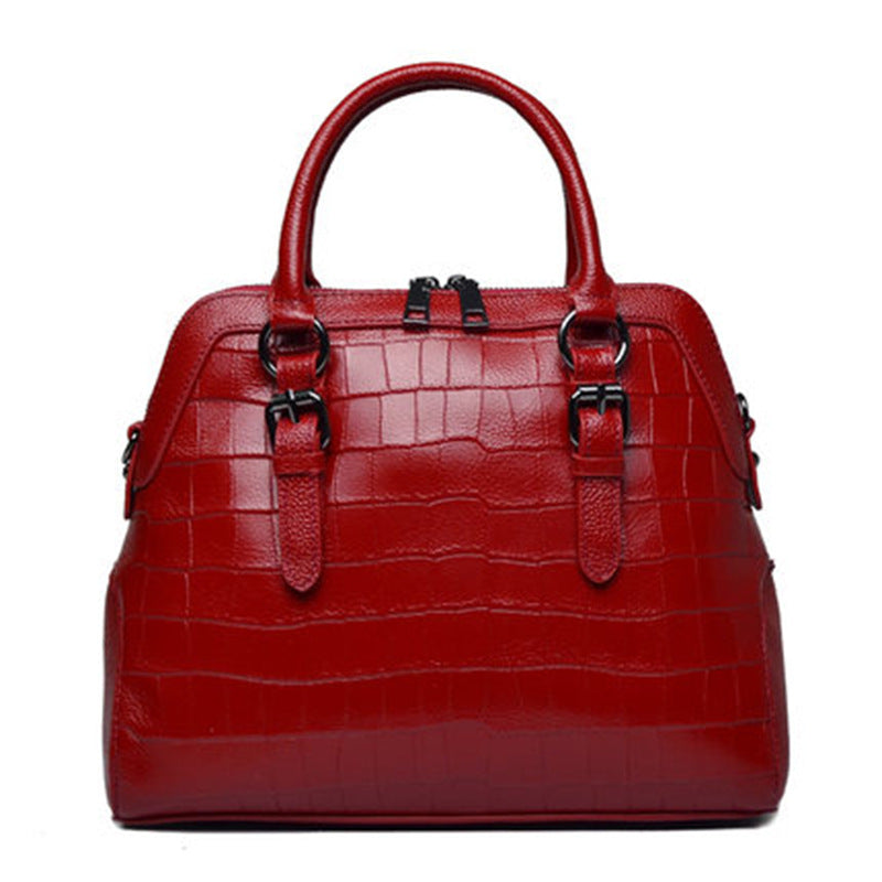 Women's Genuine Leather Fashion Shell Crocodile Pattern Shoulder Bags