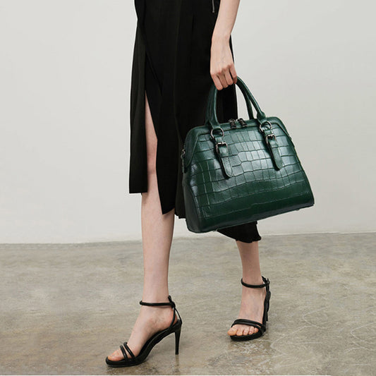 Women's Genuine Leather Fashion Shell Crocodile Pattern Shoulder Bags