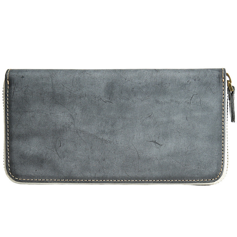 Men's Handmade Leather Long Trendy Clutch Cowhide Bags