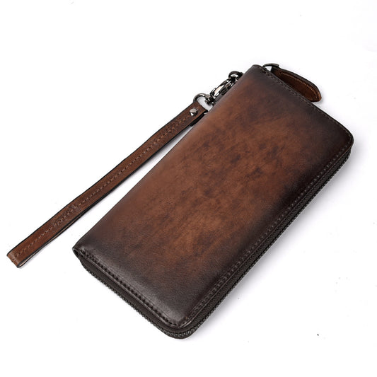 Men's Vegetable Tanned Leather Business Vintage Hand-rub Men's Wallets
