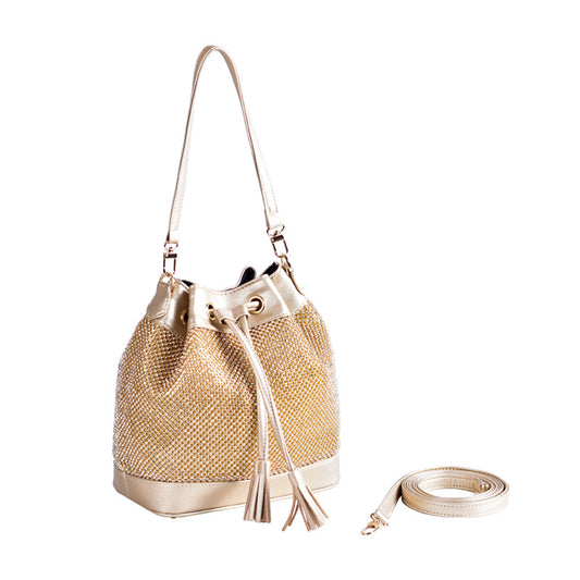 Women's Diamond Cosmetics Large Capacity Fashion Leather Shoulder Bags