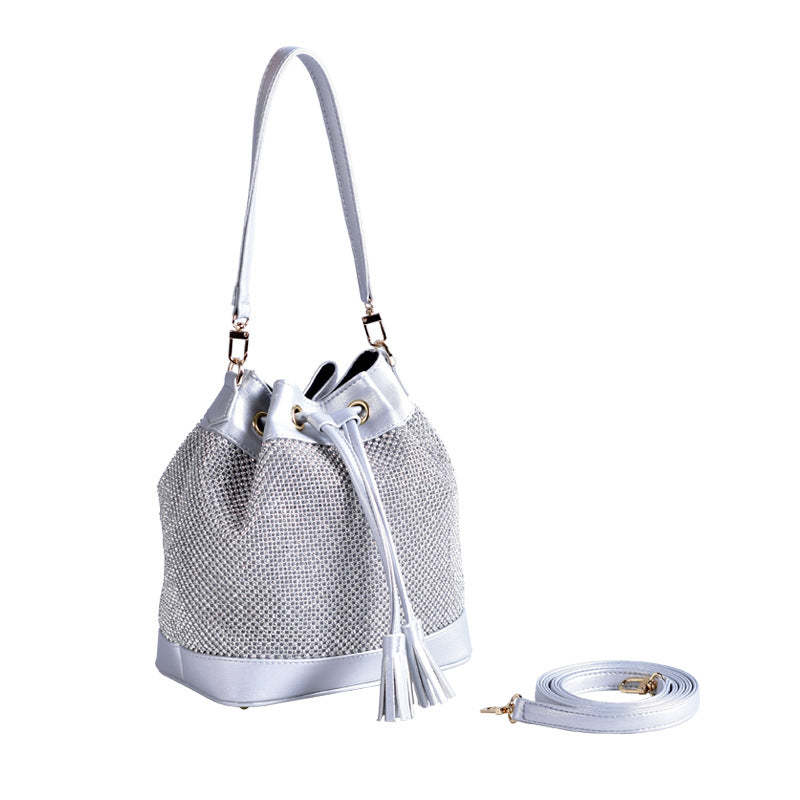 Women's Diamond Cosmetics Large Capacity Fashion Leather Shoulder Bags