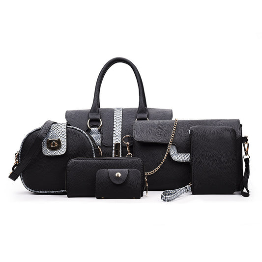 Women's Snake Pattern Contrast Color Mother Set Bags