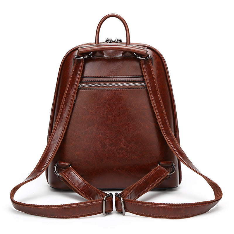 Women's Korean Style Retro Oil Wax Skin Backpacks