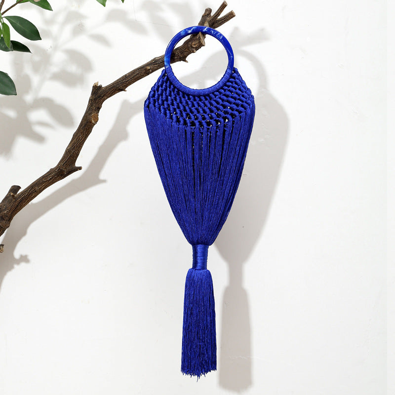 Vacation Style Hand-woven Acrylic Solid Color Evening Bags