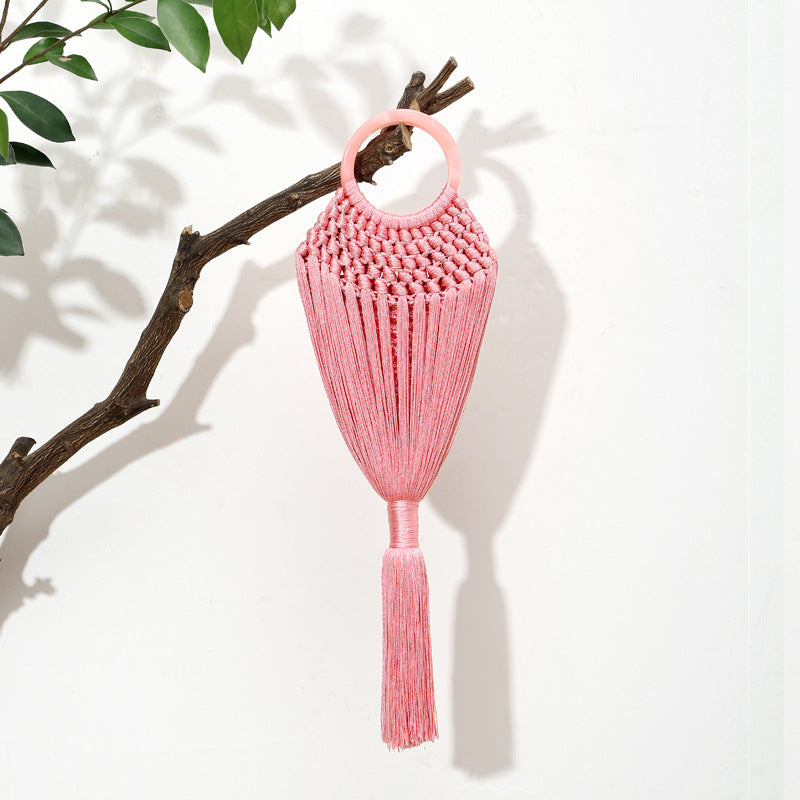 Vacation Style Hand-woven Acrylic Solid Color Evening Bags