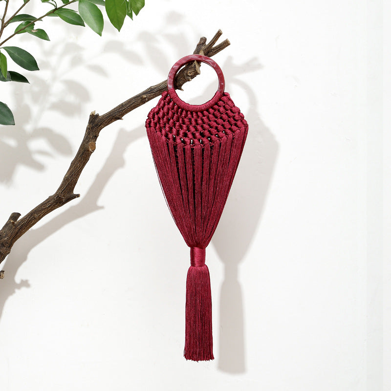 Vacation Style Hand-woven Acrylic Solid Color Evening Bags