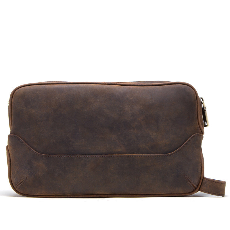 Men's Black Angel Wash Storage Crazy Horse Men's Handbags