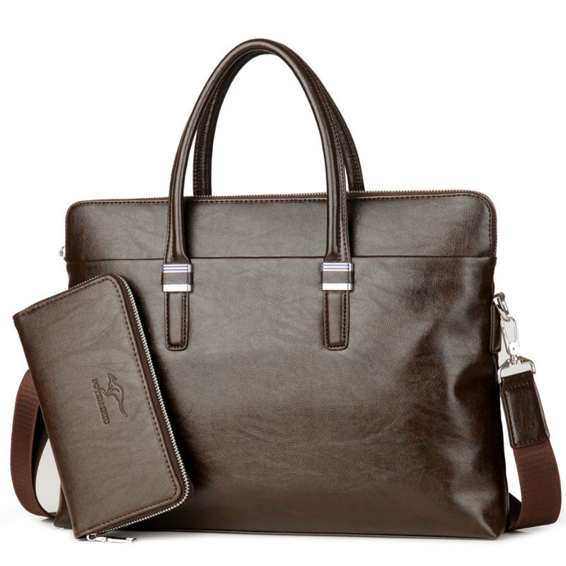 Men's Business Leather Trendy Single Horizontal Hand Men's Handbags