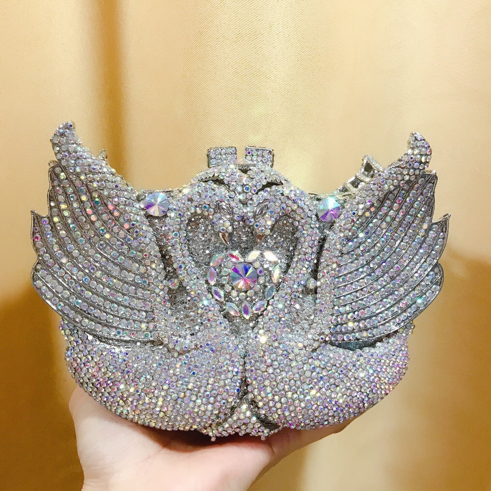 Women's Swan Diamond Banquet Dress Over Large Evening Bags
