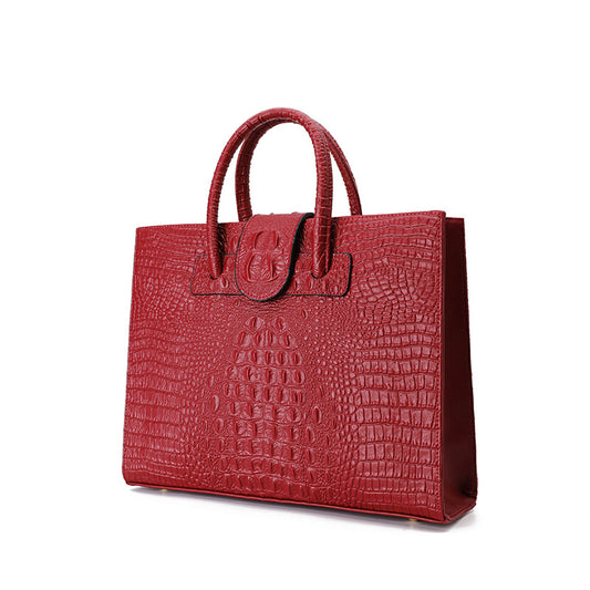 Women's Genuine Leather Commuting Fashion Crocodile Pattern Handbags