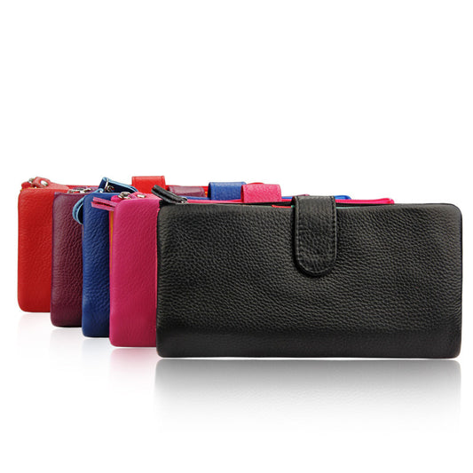 Women's Layer Cowhide Candy Color Multiple Slots Ladies Wallets