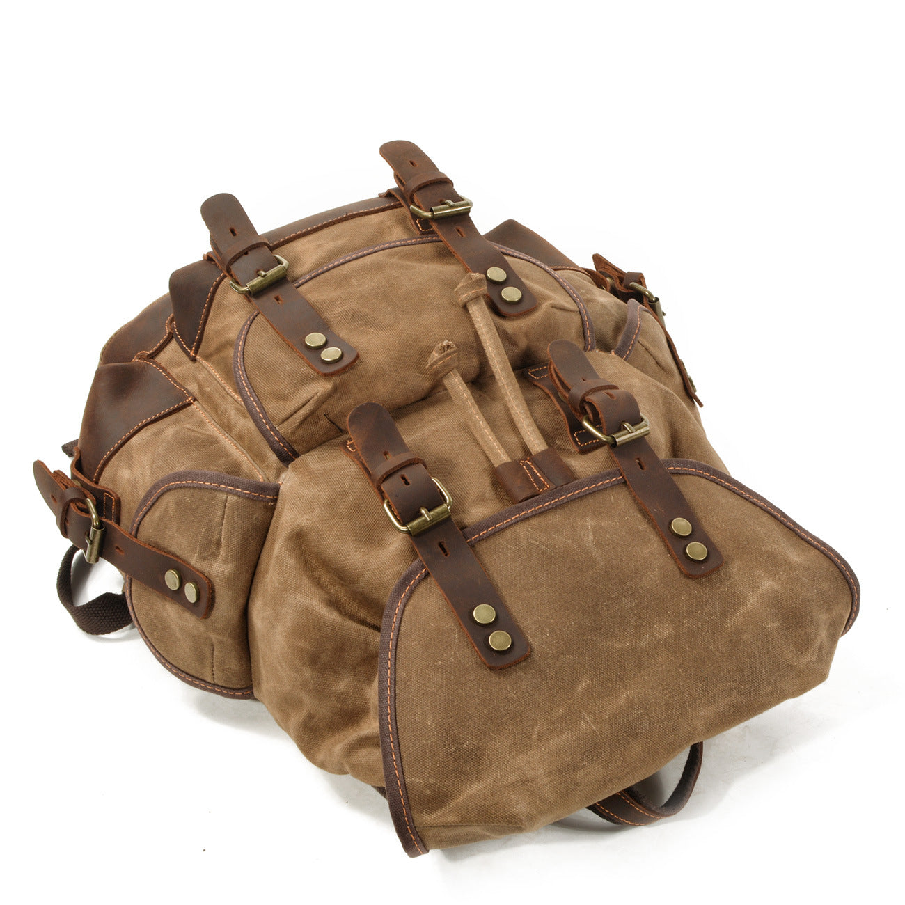 Men's Classic Engraved Pepper Salt Retro Canvas Leather Backpacks
